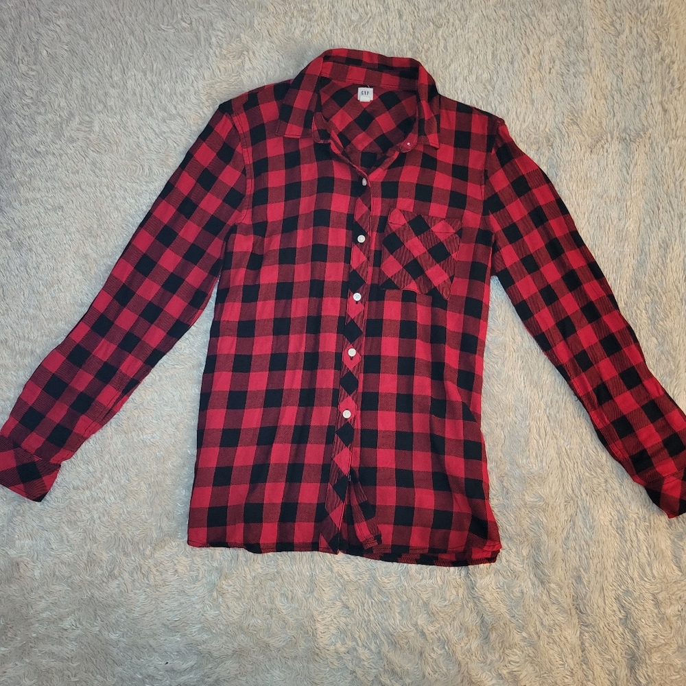 Gap Plaid Button-down Flannel Shirt, Size M